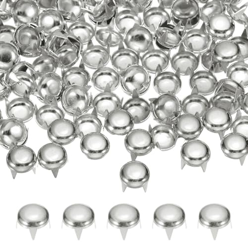 PATIKIL 90 Pcs Remache De Cúpula Redonda De 8 Mm Clavos De Metal Plateado | De 4 Garras Con Punta, Para Reparación Y Decoración De Manualidades En Cuero Cinturones Bolsos Zapatos