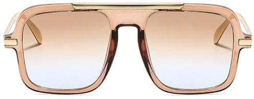 Retro Square Sunglasses for Womens Mens Vintage Oversized Pilot Sun Glasses 70s 80s 90s Shades (gradient brown)