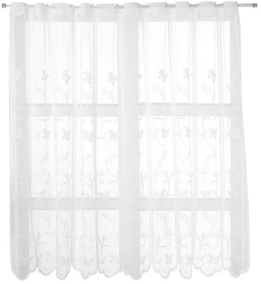 Alide Lot De 2 Rideaux en Dentelle Blanche, Rideaux De Cuisine, 130 X 45 Cm, pour Salon, Salle De Bain Ou Jardin.