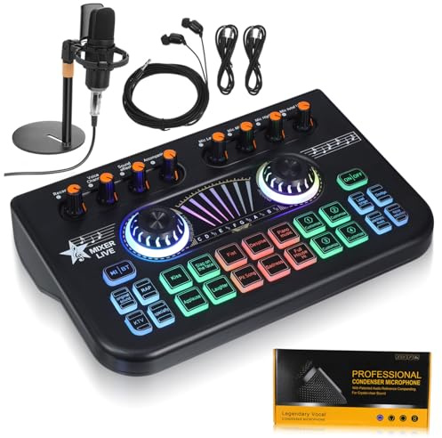 CLISPEED Carte pour Live avec Changeur de Voix Équipement de Mixage Audio pour Streaming Podcasting et Jeux Vidéo