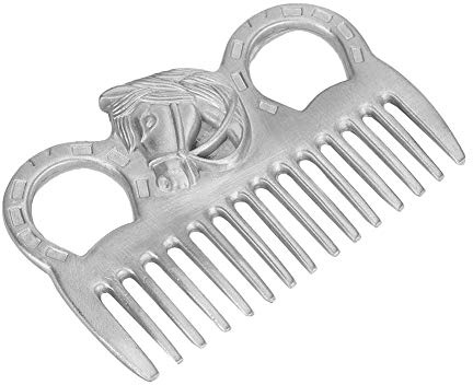 Dioche Peigne à Crinière de Cheval Peigne Portable en Métal pour Crins de Cheval - Solution d'enchevêtrement Durable avec Poignée Magnifiquement Sculptée - Taille Compacte pour un Transport Facile