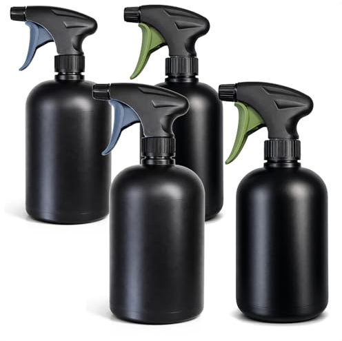com-four® 4x Blumensprüher 750ml - Sprühflasche zur Bewässerung von Pflanzen - Wassersprühflasche zum Wasserzerstäuben und zur Schädlingsbekämpfung [Auswahl variiert] (4 Stück 0.75L schwarz)