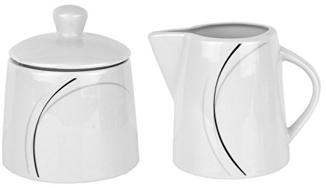 Van Well Kaffeeergänzungsset Milchkännchen & Zuckerdose Phönix Porzellan weiß mit Dekor