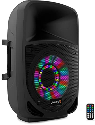 Audibax Vegas 15 - Haut-Parleur Bluetooth Professionnel 15 - Puissance 300W - Enceinte Amplifié - Connexion USB/SD - Télécommande Incluse - Haut-Parleur Bluetooth - Moteur 1 - Illumination LED