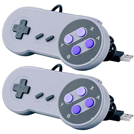 JTEEY 2 Packs USB Controller for Super NES SNES, USB Famicom Controller Joypad Gamepad for Laptop Computer Windows PC/MAC/Raspberry Pi