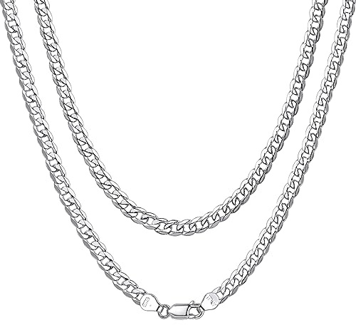 ChainsHouse Silber Panzerkette für Herren Damen 5mm breit 46cm lang Panzerkette herrenkette mit Schmuckbox schönes Geschenk für jeden Alltag