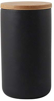 LONGTAP Ceramic Tea Coffee Sugar Canisters with Airtight Lid,30.43 OZ | Food Storage Canister Ceramic Jar Kitchen Countertop Storage Ideal for Nuts, Spice Black