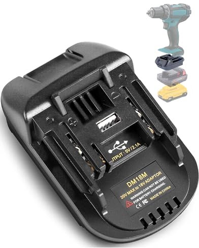 TPDL DM18M Akku-Adapter für Makita 18V Batteriewerkzeug, TPDL Adapter Konverter mit USB-Anschluss, Konvertieren mit Dewalt 20V und für Milwaukee M18 18V Akku to für Makita Werkzeug (Not Radio)
