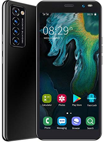 KIKYO Smartphone, LANDVO Rino4 Pro HD-kamera Face Fingerprint Unlocked Smart Phone Small 1 + 8G 128GB Extension 5.45in Unlock Smartphone(black)