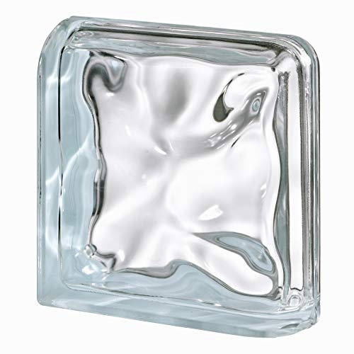 Terminal Curvo Agua Reflejos Polinesia para paredes de bloques de vidrio | cm 19x19x8 | Unidad de venta 1 pieza