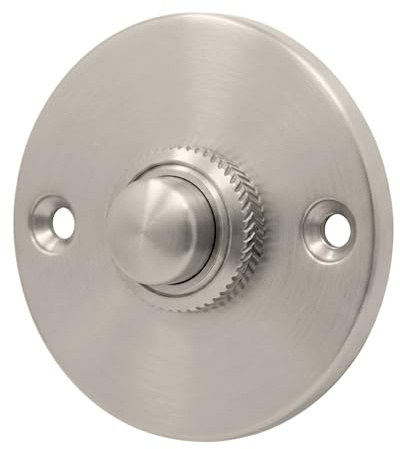 Ventano Antike Türklingel Unterputz (Ø 45 mm) – Massive Messing Klingelplatte Nickel matt gebürstet – Schlichte Haustür-Klingel im Gründerzeit-Stil, Handgefertigt