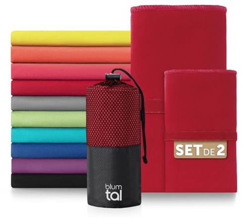 Blumtal Mikrofaser Handtuch leicht & extra saugstark - schnelltrocknende Microfaser Handtücher - optimal als Fitness Handtuch/Strandtuch Mikrofaser/Gym Towel - Reisehandtuch kompakt - Dunkelrot