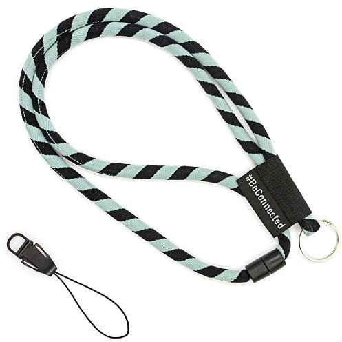stylected Schlüsselband lang (türkis schwarz - 45cm) - Schlüsselanhänger mit Schlüsselring, abnehmbarer Schlaufe und Sicherheitsverschluss - Lanyard für Männer, Frauen, Mädchen, Jungs, Kinder (Türkis)