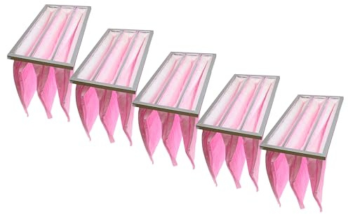 vhbw 5x Taschenfilter | für Klima- und Lüftungsanlagen - Filter F7, 28,7 x 59,2 x 36 cm Rosa