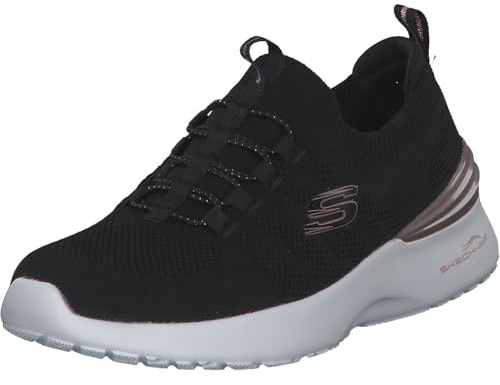 Skechers Womens Skech-air Dynamight Perfect Steps Sneaker, Black Knit Rose Gold Trim, 6 UK