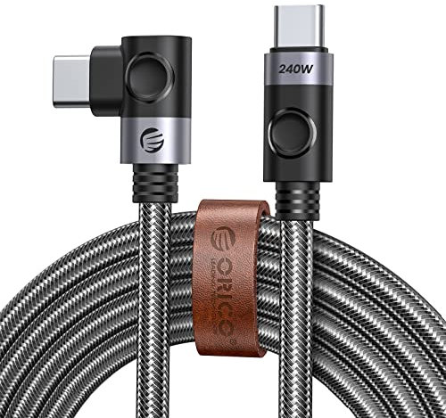 ORICO USB 4 Kable, USB C auf USB C Kable kompatibel für Thunderbolt 3/4, Typ Ladekabel 240W, 40Gbps Datenübertragung, unterstützt 8K@60Hz HD Display, für Hubs, Docking Stations, Laptops, 90 Grad, 1M