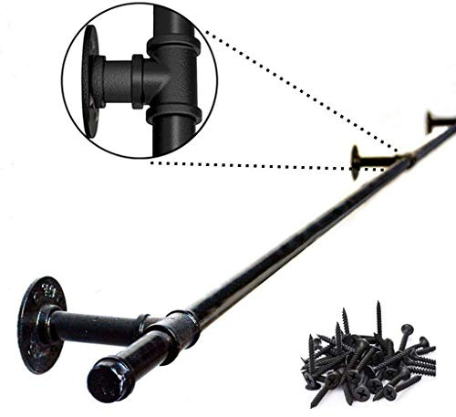 LUNEZY Corrimano ringhiera per Scale Corrimano - Kit Completo. Corrimano per Scale in Tubo Nero in Ferro battuto in Stile Industriale, Loft per Esterni per Interni Domestici Contro Il mur