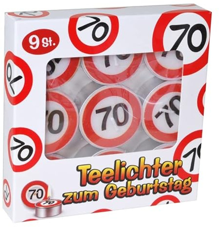 Kerzen Teelichter 70 Geburtstag Verkehrsschild 9tlg.