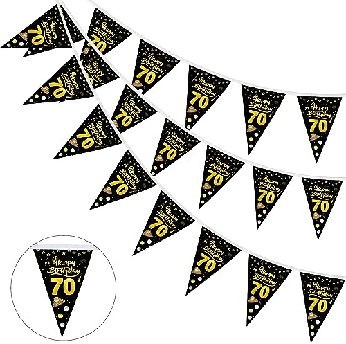 GoldRock 70 Geburtstag Deko Girlande Banner, 70. Geburtstag Männer Frau,Deko 70 Geburtstage Mann Banner, Wimpelkette 70. Geburtstage,Girlande Banner Geburtstags 70, Happy Birthday Girlande 70 Jahre