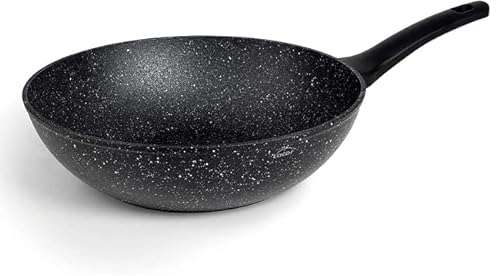 Suinga - Sarten Wok Ø28cm, Antiadherente, Aluminio forjado, Apta para todo tipo de cocinas incluído inducción, Full Induction, Ecológica y sin PFOA, Negro
