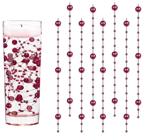 GEFIRE 18 Stück Burgundy Color Wasserperlen Schwimmkerzen Schwimmende Perlen Schwimmende Kerzen Schwimmkerzen für Vase, Wasserflaschenfüller, Hochzeit, Tischdekoration (1,2 M)