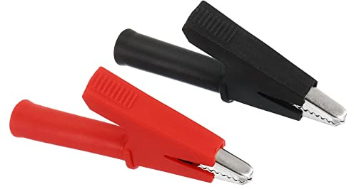 PATIKIL Insulated Alligator Clips Set, Copper Crocodile Clip Clamp with 4mm Socket Banana Jack for Multimeter Electrical Circuit Test Measurement, Black Red