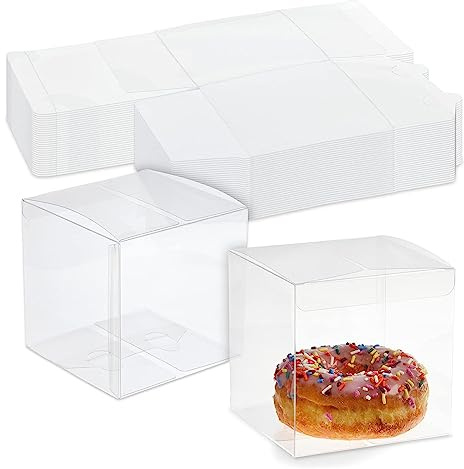 aghoer 60 Stück Geschenkbox, Wiederverwendbar Geschenkbox Durchsichtig 5 × 5 × 5 cm, Süßigkeiten Box, für Hochzeit, Party, Baby Dusche