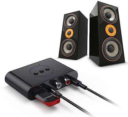 Septpenta USB Bluetooth Adapter für PC, NFC Bluetooth 5.2 Empfänger, 3, 5 mm Klinke, 5.0 Bluetooth Dongle Empfänger, Unterstützt Windows 11/10/8.1/7 für Desktop