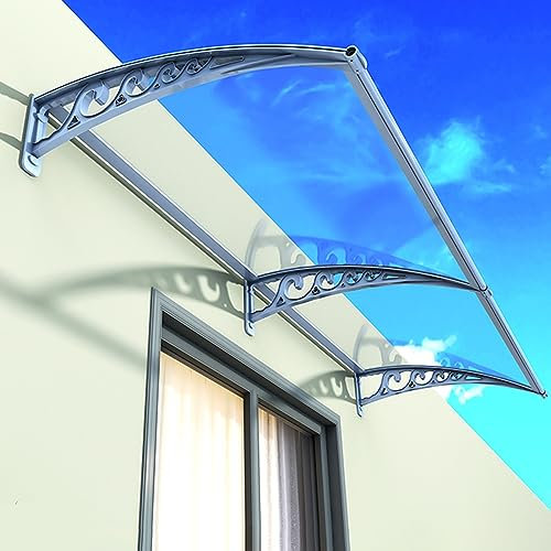 YUZES Auvent Marquise, Auvent de Porte D'entrée, Toit Marquise Abri, Banne Entrée, Marquise Solaire for Porte D Entrée, UV Protection, Pluie et Neige Protection, Auvent Terrasse(60x300cm)