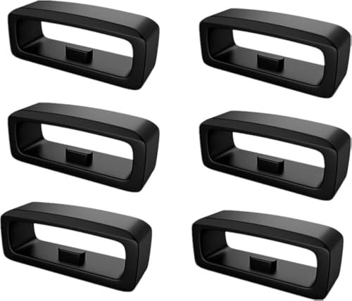 6Pcs Black Silicone Watch Band Loop Compatible for Garmin Forerunner 245/245 Music/645/645 Music Wristband Loop, 20mm Lock Ring Replacement Watch Band Loop Smartwatch Keeper, Watches
