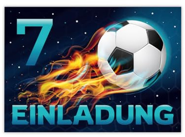 Minkocards 12 Einladungskarten 7. Kindergeburtstag Junge Fussball Einladungen siebte Jungsgeburtstag Fußball