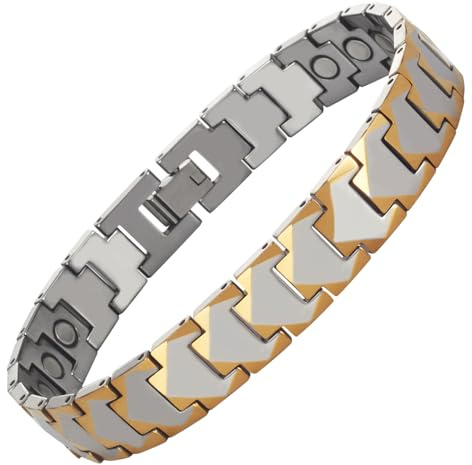 YINOX Pulsera magnética súper para hombre, pulsera magnética de acero de tungsteno, pulsera de acero de tungsteno para hombre, incluye 15 imanes NdFeB y caja de regalo (21,5 cm)