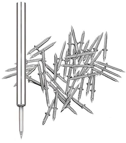 NONDK 100Pcs Clou à Double Tête pour Plinthe de Sans Couture, Ligne de Plinthe Sans Marques de Clou, Clou Sans Couture avec Outil de Manchon de Clou Facile à Utiliser Argent.