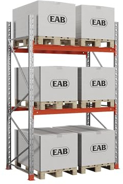 Kaiser + Kraft Palettenregal Space | Verzinkt/orange, HxBxT 2500 x 2030 x 1100 mm, Fachlast 2000 kg, Grundregal