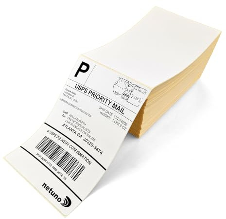 Netuno 500 Stück Versandaufkleber 100 x 150 mm Thermopapier Versandetiketten für Thermoetiketten-Drucker Etiketten Stapel selbstklebend bedruckbar Klebeetiketten Faltetiketten Paketaufkleber DHL UPS