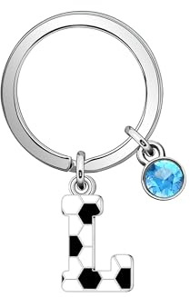 Casxyue Fußball Geschenke Schlüsselanhänger Für Frauen Mädchen Mann Jungen Anfangsbuchstaben Schlüsselanhänger mit Fußball Stil Fußball Schlüsselanhänger Buchstabe Football Party Geschenke