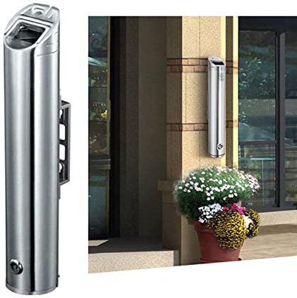 SSLW Edelstahl-Aschenbecher, 48 cm, 1,8 l, Aluminiumlegierung, für den Außenbereich, Zylinder, Wandaschenbecher, Zigarettenaschenbecher, kommerzieller Mülleimer