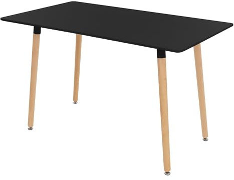 ML-Design Tavolo da Pranzo in Legno Nero 120 x 70 x 74,5 cm Rettangolare per 4-6 Persone Tavolo da Cucina Scandinavo Scrivania Soggiorno con Gambe di Faggio Gruppo di Sedute Retrò