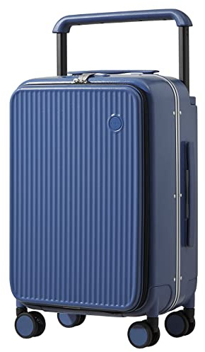 mixi Bagageväska med främre laptopficka, brett handtag rullande resväskor PC hårt skal med aluminiumram spinner-hjul och TSA-lås, handbagage bagage, Safirblå, 20-inch, Moderiktiga och eleganta