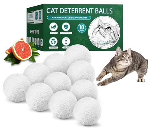 Cat Repellent Outdoor & Indoor, Cat Deterrent Outdoor Indoor, Natural Grapefruit Oil Keep Cats Out of Yard Permanently, Keep Cats Away from Garden, Furniture, and More, 10 PCS (Pack of 1)