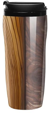 AQRJLPM Kaffeebecher mit verschiedenen Holzmaserungen, doppelwandig, isoliert, Reise-Kaffeebecher für Heiß-/Eistee, To Go, Becher mit Deckel, auslaufsicheres und rutschfestes Design für Zuhause, Büro