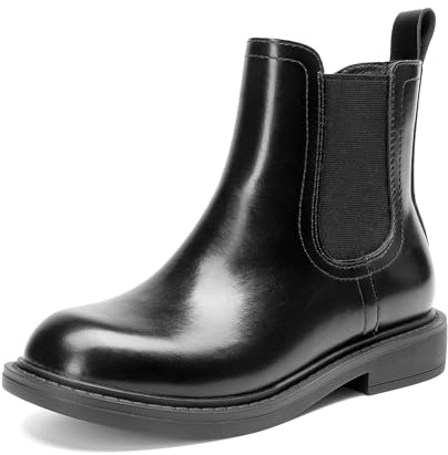 DREAM PAIRS Stivali da Bambina e Ragazzo a metà Polpaccio Stivaletti Chelsea per Bambini Autunnali Invernali alla Moda con Cerniera,Size 33.5,Nero,KKUMAB2501