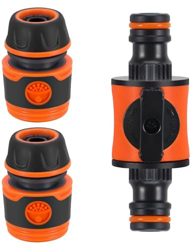 2 Stück Schlauchkupplung 1/2 Zoll Schlauchverbinder 13 mm Schlauch Kupplungs-Satz mit Regulierventil Gartenschlauch Schlauchanschluss zur Schlauchverlängerung, Schnellkupplung für Gartengeräte