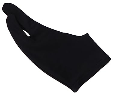 VICASKY Two Finger Curved Drawing Gloves 2pcs Black L Artist Sketch Gloves for Digital Tablet Art, Hand Protector for Left and Right Hand Use