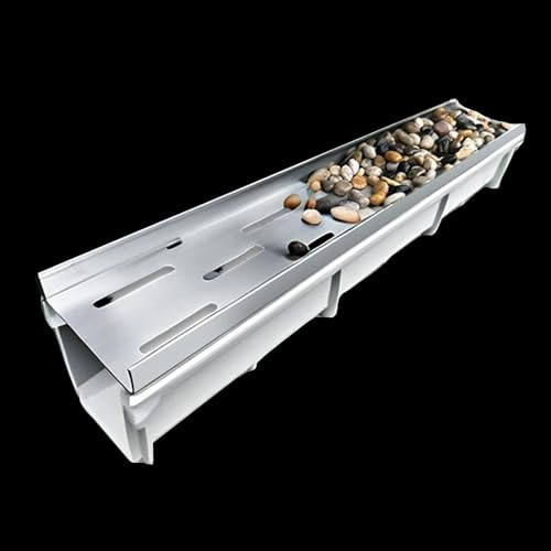 Outdoor Drainage Trench System - Sturdy 100cm Drain Covers with Stainless Steel Grate & Resin Pipe for Yard Garden Decoration Efficient Water Management (W20cm x H35cm)