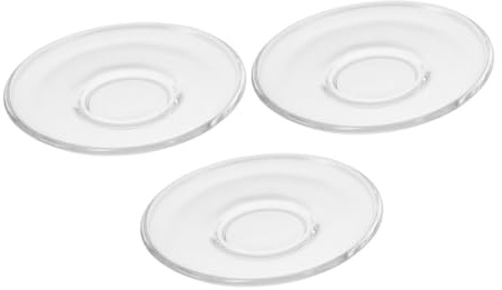 TOYZFRIENDY 3 Pezzi Piattini in Vetro Trasparente Sottobicchieri Decorativi per tè e Resistente Calore e Graffi per Ristoranti e Casa Riutilizzabile