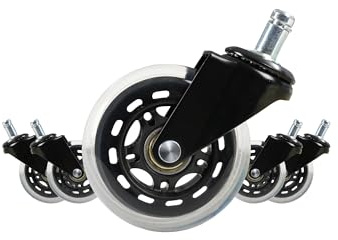 FlexiSpot Bürostuhl Rollen 5er-Set Leise Gummirollen kompatibel mit 11x22 mm Stiften, bodenschonende Hartbodenrollen für Parkett, Laminat, Vinyl & Fliesen, ideal für Schreibtisch- & Gaming Stuhl