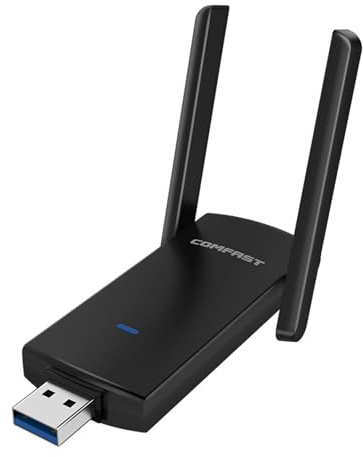 USB Wifi Dongle, 1300Mbps Wifi Adapter High Gain USB 3.0, 5dBi Dual Band 2.4GHz/5GHz Wireless network card for PC/Desktop/Tablet/Laptop, Supports Windows 11/10/8/8.1/7/Vista/XP, Mac OS 10.9-10.15