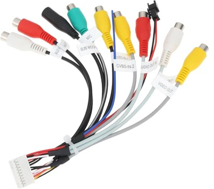 Be In Your Mind Cables de Salida RCA para Radio Estéreo de Coche de 20 Pines Compatible con Junsun Autoradio