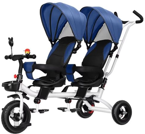 LSQXSS Cochecitos con Capota extraíble y asa de Empuje, triciclos tándem con Dos Asientos, Triciclo de Empuje para Padres con Asiento Giratorio